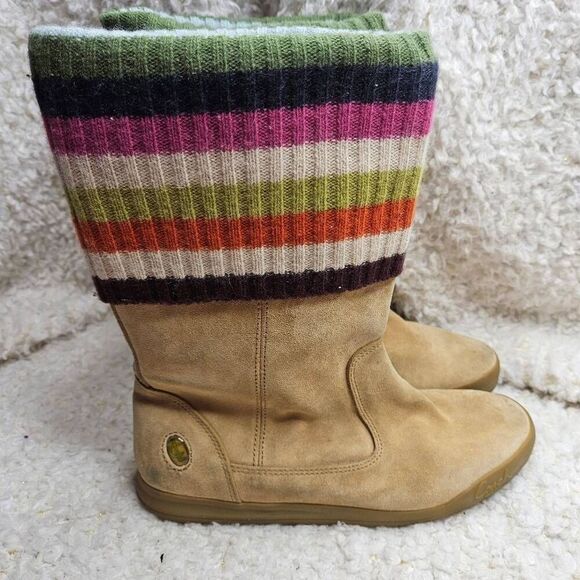 Coach Tatum Tan Suede and Wool Foldover boots‎ size 7.5 - Picture 1 of 12